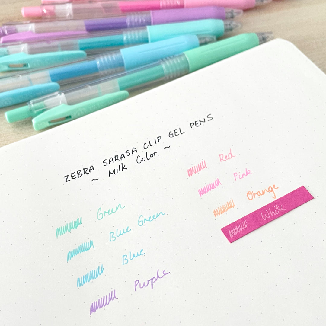 Zebra Sarasa Clip Gel Pens | 8 pack - Milk Color