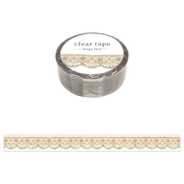 Clear Tape - 15mm | Beige Lace