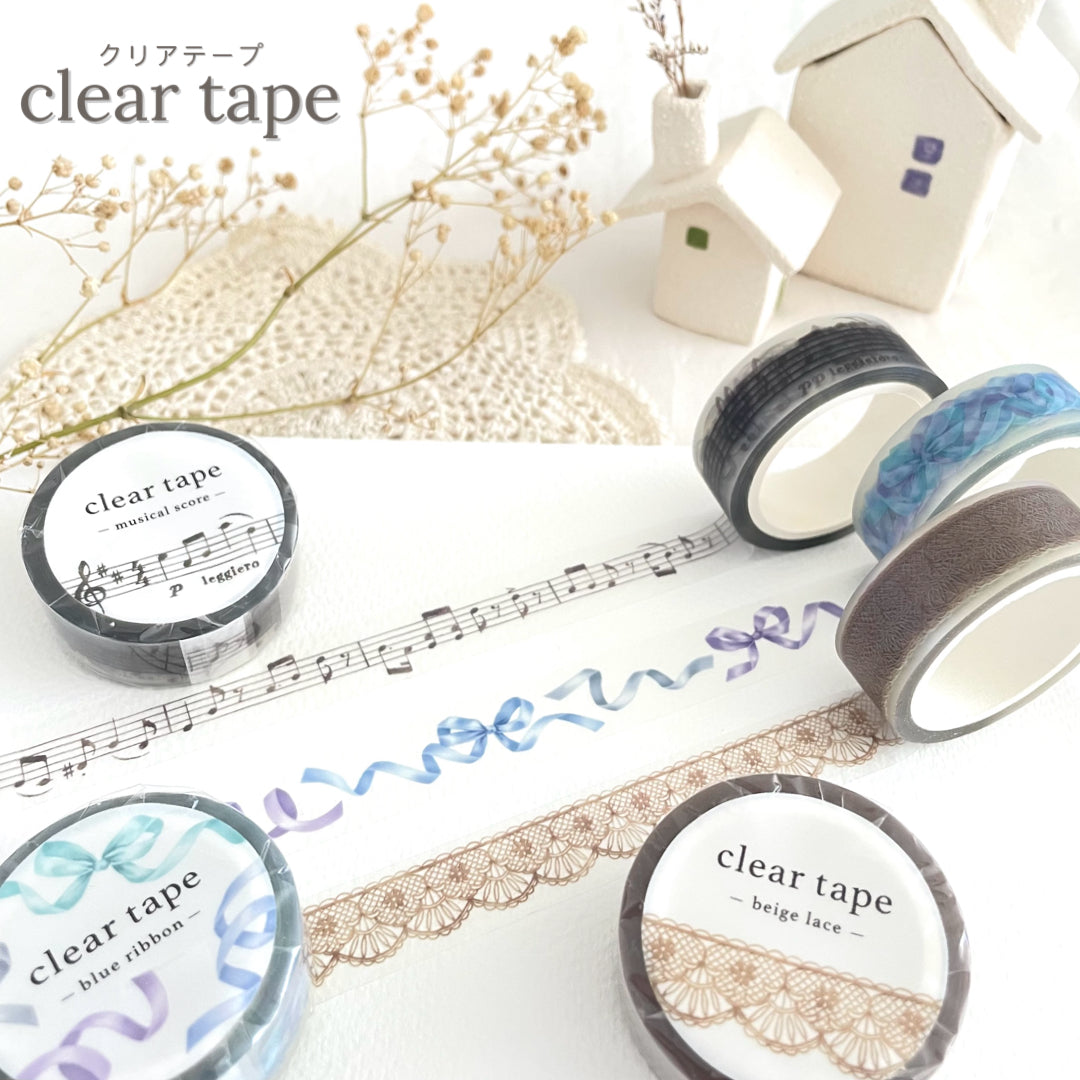 Clear Tape - 15mm | Beige Lace