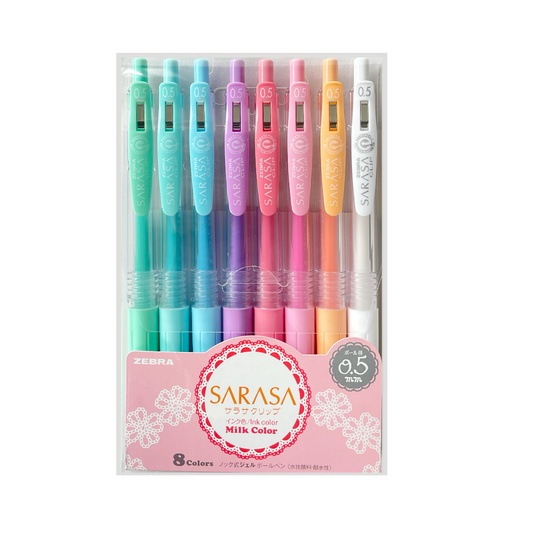 Zebra Sarasa Clip Gel Pens | 8 pack - Milk Color