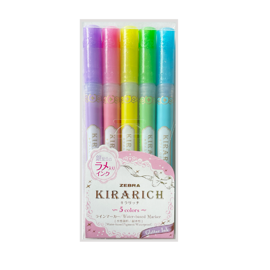 Zebra Kirarich Glitter Highlighters | 5 pack