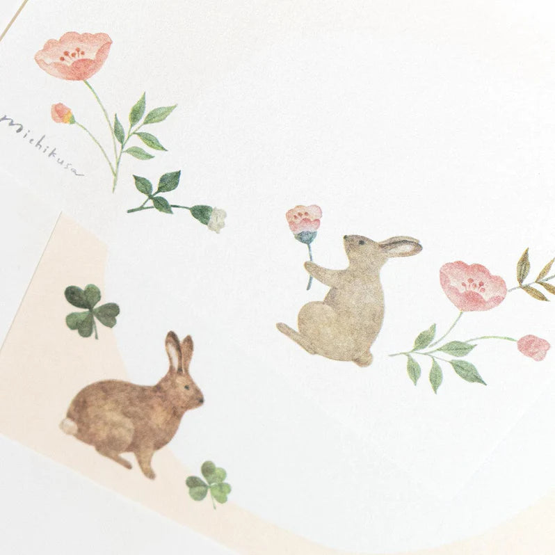 Michikusa Memo Pad - Petal Rabbit & Clover